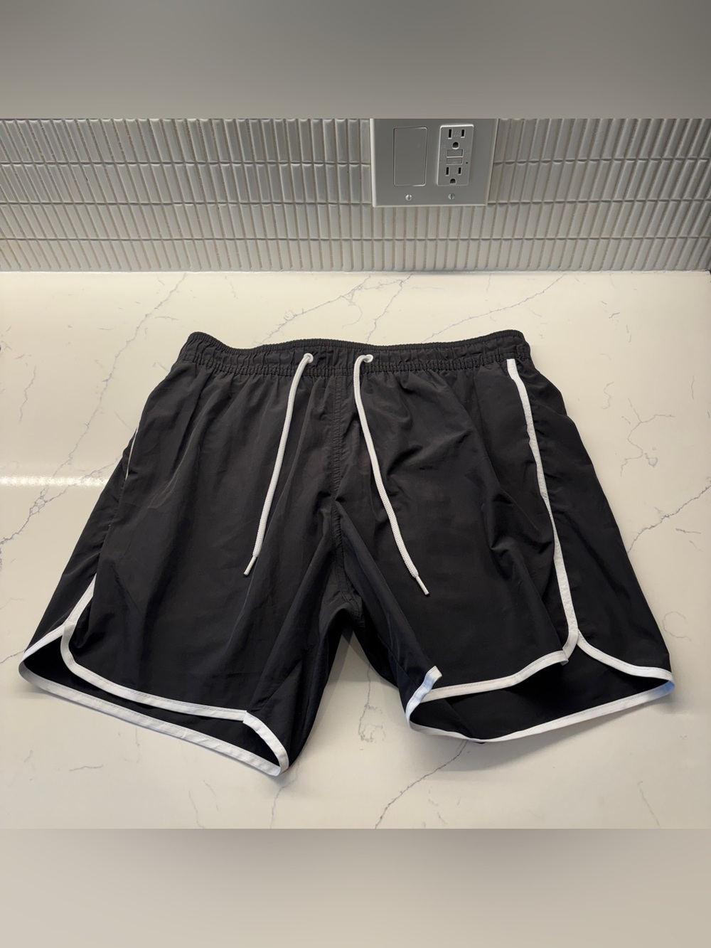 H&M Black Swim Trunks with White Trim Size Medium M